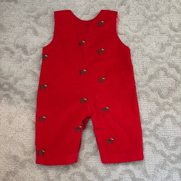 K&L Corduroy Romper Red All Over Dog Print Holiday Fall Winter Boy Baby 6mo Cute - Picture 3 of 3